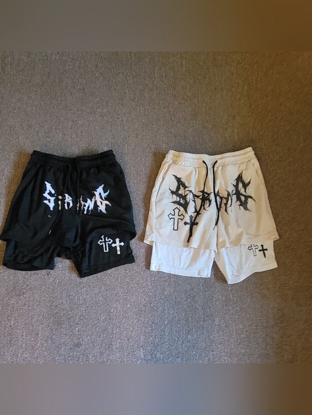 Men's Size XS Bundle of 2 Graphic Shorts with Liner Y2K Cross 2 in 1 Gym Shorts